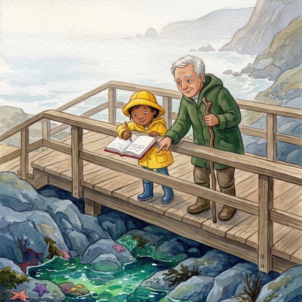 Jo brought a notebook to the shore.